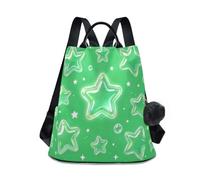 Loancwa Sac à dos vert Dreamy Star Map 17L - 290 polyester sergé décontracté avec fermeture éclair antivol dans le dos, poignée en cuir et porte-clés boule en peluche pour voyage, shopping en plein