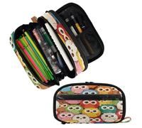 Loancwa Trousse à crayons en PVC transparent avec motif hibou, 100 % polyester, étanche, fermeture éclair, pour l'école, le bureau, les voyages