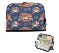 Loancwa Trousse à crayons sur pied, motif gant de baseball, 100 % polyester Oxford, base magnétique pliable, plusieurs compartiments pour l'école, le bureau, les voyages, 3 ans et plus