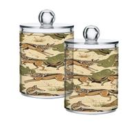 Loancwa Wolf Lot de 2 boîtes de rangement pour cotons-tiges Motif