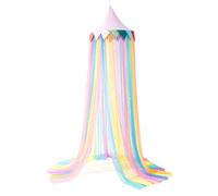 LOAOL Ciel de lit pour enfants filles, filet arc-en-ciel rose avec décoration d'étoiles, tente de coin de lecture pour enfants, auvent à suspendre pour berceaux et chambres de tout-petits