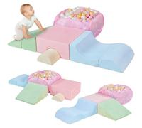 LOAOL Jouets d'escalade en mousse pour les tout-petits, blocs d'escalade avec fosse à balles, jeu doux, pour grimper et ramper, jouets coulissants d'intérieur, ensemble de jeu en mousse haute densité