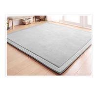 Loartee en Velours Corail Zone Tapis de Jeu Ramper Tapis pour Chambre d'enfant, bébé, Tapis de Yoga d'exercice Coussinets, Gris Argenté, 150x150cm