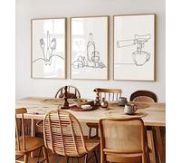 LOARTVE Lot de 3 toiles murales abstraites pour cuisine, salle à manger, décoration d'intérieur, sans cadre (40,6 x 61 cm)