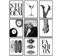 LOARTVE Lot de 9 impressions d'art mural de voyage abstraites colorées et esthétiques pour décoration de chambre d'adolescentes, filles, chambre à coucher, appartement, dortoir, sans cadre