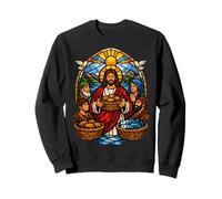 Loaves and Fishes Miracle Vitrail Scène communautaire Sweatshirt