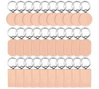 Lobamop 30 Pcs Porte-clés, Porte-clés inscriptibles, Porte-clés personnalisés faits à la main (ovale, carré, rond)