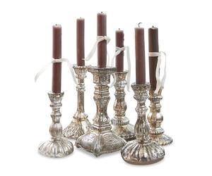 Loberon Adolpha Lot de 6 Chandeliers - Six modèles Shabby Chic Romantique, argenté Vieilli