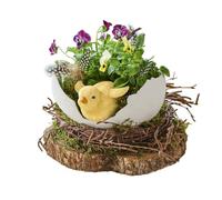 Loberon Alfie Coupe décorative - Motif Original en Forme de Coquille d'œuf - Poussin réaliste, Blanc/Jaune