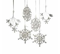 Loberon Allegan Lot de 6 décorations de Noël - Lot de différentes Formes - Pierres en Verre étincelantes, argenté