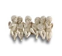 Loberon Anges Léon - polyrésine - H/L/P env. 12.5/23 / 8 cm - Blanc Vieilli, Blanc Vieilli