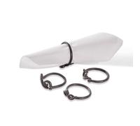 LOBERON Astor Lot de 4 ronds de serviettes - Fonte de haute qualité - Superbe patine, noir