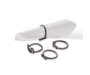 LOBERON Astor Lot de 4 ronds de serviettes - Fonte de haute qualité - Superbe patine, noir