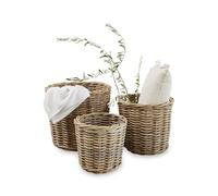 Loberon Avar Lot de 3 paniers - Tressé à la Main - Style Maison de Campagne Intemporel, Marron