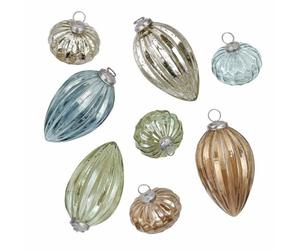 Loberon Azélisse Lot de 8 Boules de Noël - Verre soufflé à la Bouche - Finition en Verre mercuré et Couleurs teintées, Multicolore