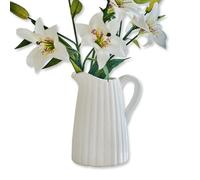 LOBERON Belair Pichet - Poterie Peinte en Blanc - Charmant Aspect strié, Blanc