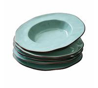 LOBERON Biarré Lot de 6 assiettes creuses - Lot de six assiettes - Grès de haute qualité, turquoise