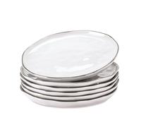 LOBERON Biarré Lot de 6 assiettes - Pour le fromage, des fruits, des amuse-bouche... - Très belle surface irrégulière, blanc