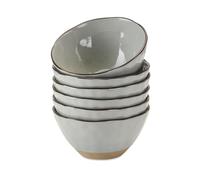 LOBERON Biarré Lot de 6 bols - Pour vos soupes, desserts ou décorations - Grès émaillé brillant, gris