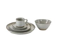 LOBERON Biarré Service 30 pièces - Matière volontairement irrégulière - Style méditerranéen authentique, gris