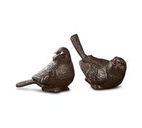 Loberon Birdy Lot de 2 Oiseaux décoratifs - Lot de Deux Oiseaux - Fonte Massive, Marron