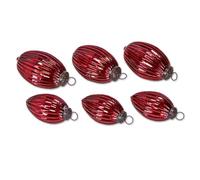 Loberon Blavet Lot de 6 Boules de Noël - Un Ensemble très harmonieux - en Verre strié, Rouge Vieilli