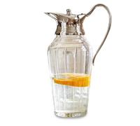 LOBERON Braux Pichet - Soufflés à la bouche - Verre ciselé de rainures, transparent/argenté