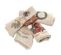 LOBERON Camon Lot de 4 serviettes - Pur lin - Aspect naturellement beau, beige