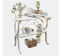 Loberon Cornell Table de rempotage - Bâti Joliment galbé - en métal et lamellé-collé avec Une Finition à l'ancienne, Blanc Vieilli