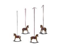Loberon Cory Lot de 4 Chevaux décoratifs - Harmonie des Couleurs - Inspiration nostalgique, Marron