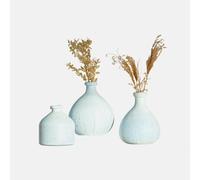 Loberon Donara Lot de 3 vases - Verre soufflé à la Bouche - Dégradé de Couleurs Fluide, crème/Bleu