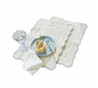 LOBERON Fontienne Lot de 2 sets de table - Tissu en pur coton - Superbe relief, blanc/bleu