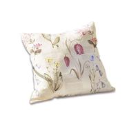 Loberon Fournier Housse de Coussin - Tissu en Lin Naturel - Imprimé Floral très Fin, Multicolore
