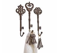 Loberon Glennbrook Lot de 3 patères - en Forme de clés romantiques et Antiques - Trois Formes, Trois Tailles, Marron
