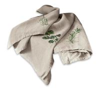 LOBERON Herbal Gardens Lot de 3 torchons - Pur lin - Imprimé « herbes » charmant, beige/vert