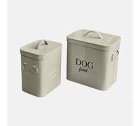Loberon Hollowridge Lot de 2 Pots - pour Les croquettes ! - Spécial Chiens, Gris