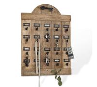 Loberon Kardifa Panneau Porte-clés - Un Classique du Style Maison de Campagne - Bois de manguier Finement veiné, Marron Vieilli
