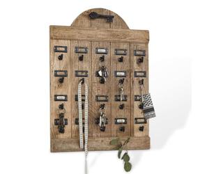 Loberon Kardifa Panneau Porte-clés - Un Classique du Style Maison de Campagne - Bois de manguier Finement veiné, Marron Vieilli