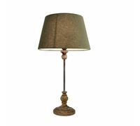 LOBERON Karlora Lampe à poser - Style maison de campagne - Pied tourné à la main, vert/marron vieilli