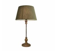 LOBERON Lampe à poser Karlora - Bois de pin, Coton - H/L/P env. 62/15/26 cm - vert/marron vieilli