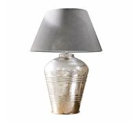 Loberon Lampe à poser Sybell - laiton - coton - H/D env. 66 38 cm - gris/argenté vieilli