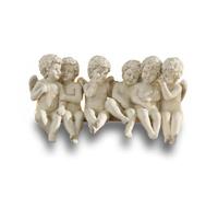 Loberon Léon Anges - Adorable décoration de Rebord - Six Petits Anges réunis en Une Seule pièce, Blanc Vieilli