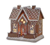 Loberon Listras Maison décorative - comme Un Noël d’antan - Éclairage LED, Marron/Blanc
