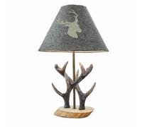 LOBERON Lodge Lampe à poser - Style alpin de chalet au caractère convivial - Pied en forme de ramures décoratives, gris/marron
