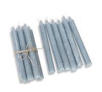 Loberon Lot de 12 Bougies Bauceau Bleu-Gris - Bougies Longues déco Faites à la Main - Finition Rustique - Teintées dans la Masse et sans Odeur - Durée de Combustion 7-8h, Bleu-Gris