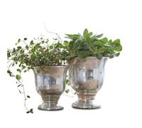Loberon Lot de 2 Cache-Pots Banon, argenté Vieilli |