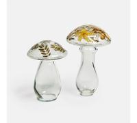 Loberon Lot de 2 Champignons décoratifs Émurise, Transparent/Multicolore |