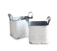 Loberon Lot de 2 paniers Market, Blanc Vieilli