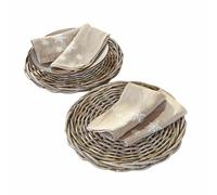 LOBERON Lot de 2 plateaux de présentation en rotin Bland - H/Ø env. 2/33 cm - marron - Rotin, marron