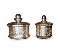 Loberon Lot de 2 Pots en Verre Elexa, argenté Vieilli |